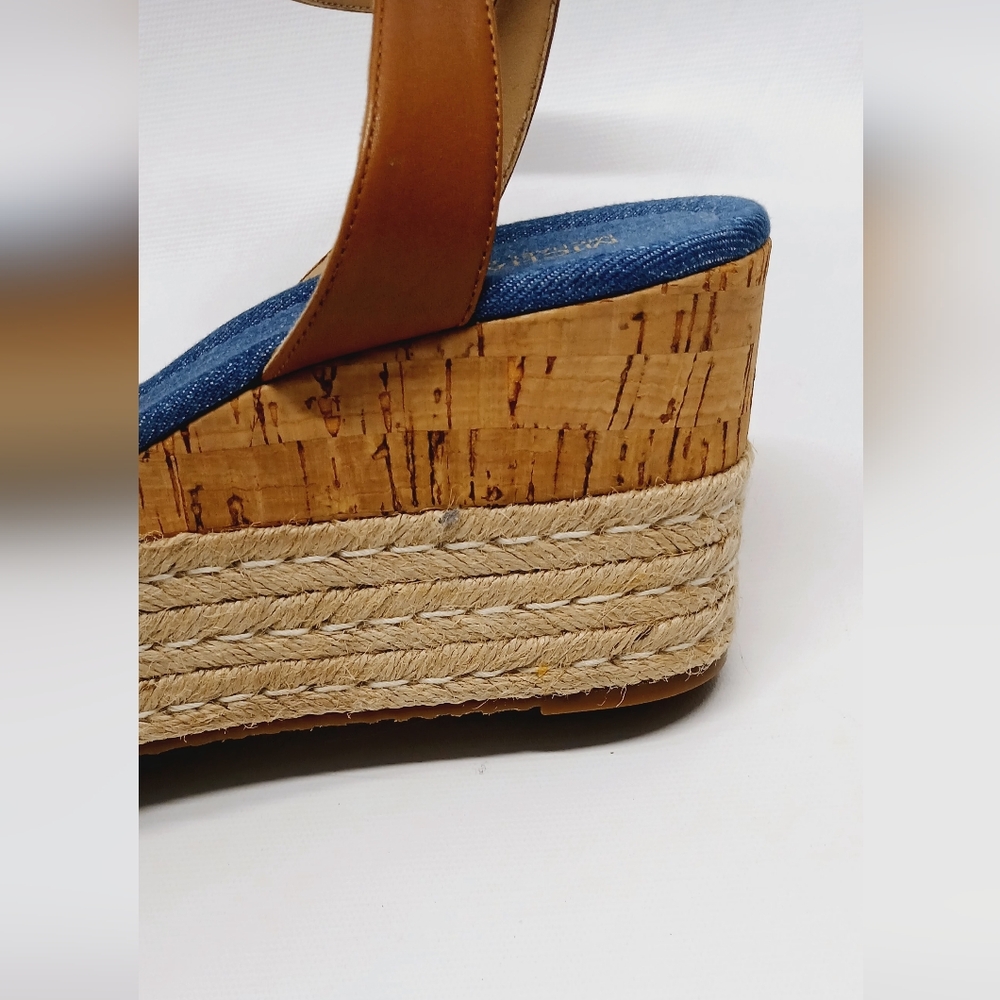 Michael Kors Blue and Tan Women's Wedge Sandals - Picture 14 of 16